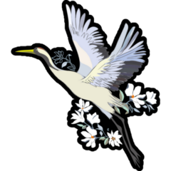 White Floral Stork Sticker