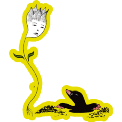 White Flower & Mole Sticker