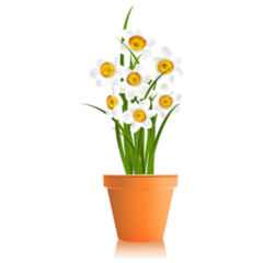 White Flowering Potted Plant Sticker