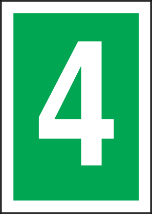 White Four Green Background Sign Sticker