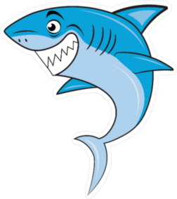 White Funny Cartoon Shark Sticker