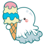 White Ghost Eating Ice Cream Sticker