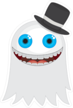 white Ghost With Big Smile And Top Hat Sticker