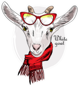 White Goat With Red Glasses And Red Scarf Sticker