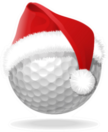 White Golf Ball And Santa Red Hat On Sticker