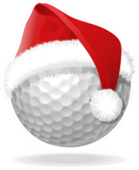 White Golf Ball And Santa Red Hat On Sticker