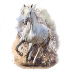 White Horse Runs Watercolor Painting Sticker