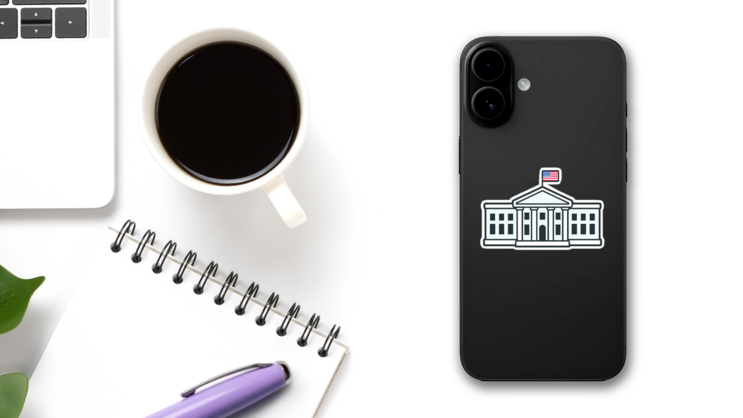 White House In Washington Dc Legal Cartoon Sticker on a Phone (New) example
