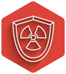 White Line Radioactive In Shield Icon Red Sticker