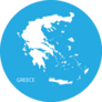 White Map Of Greece On Blue Sticker
