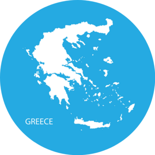 White Map Of Greece On Blue Sticker