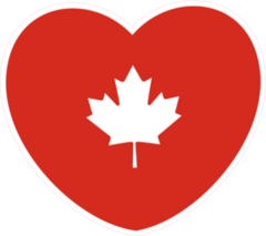 White Maple Leaf In Heart Sticker