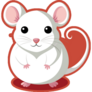 White Mouse Red Sticker