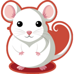 White Mouse Red Sticker