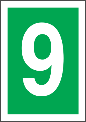 White Nine Green Background Sign Sticker