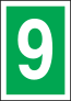 White Nine Green Background Sign Sticker