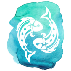 White Pisces Zodiac Sign On Watercolor Sticker