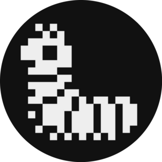 White Pixel Caterpillar On Black Sticker