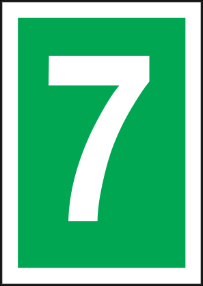 White Seven Green Background Sign Sticker