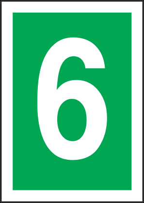 White Six Green Background Sign Sticker