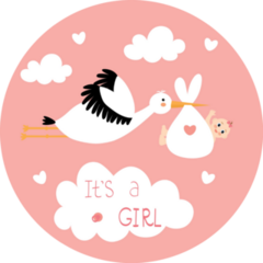 White Stork Carrying A Cute Baby Girl Sticker