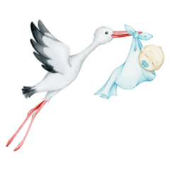 White Stork Flying With Bundled Baby Sticker 