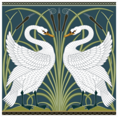 White Swan Decorative Border Pattern Illustration Sticker