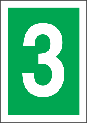 White Three Green Background Sign Sticker