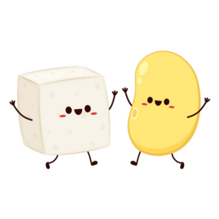 White Tofu And Soybean Cute Cartoon Vegan Sticker
