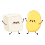 White Tofu And Soybean Cute Cartoon Vegan Sticker