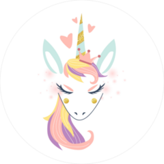 White Unicorn and Hearts Sticker