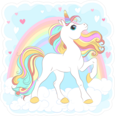 White Unicorn With Rainbow Hair Sticker