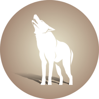White Wolf Silhouette On Brown Sticker