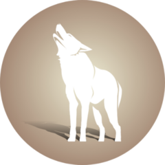 White Wolf Silhouette On Brown Sticker