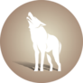White Wolf Silhouette On Brown Sticker
