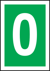 White Zero Green Background Sign Sticker