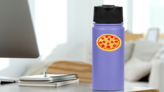 Whole Pepperoni Pizza Sticker on a Water Bottle (New) example