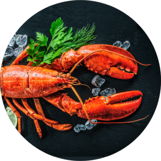 Whole Red Lobster With Ice And Lime Sticker