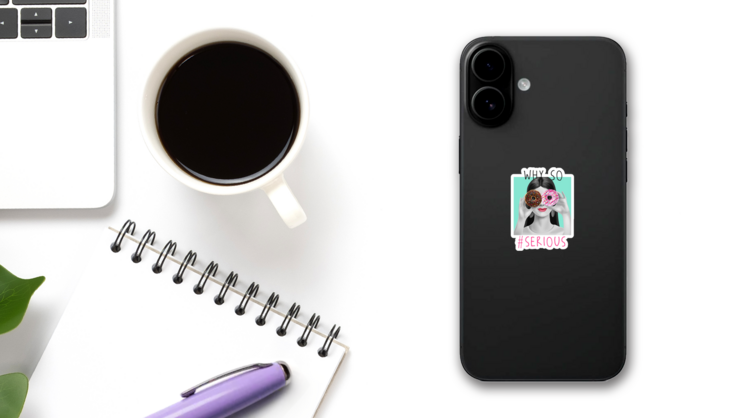 Why So #Serious Girl Holding Donuts Sticker  on a Phone (New) example