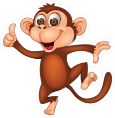 Wide Eyed Dancing Monkey Cartoon Sticker