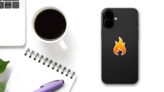 Wide Fire Icon Sticker on a Phone (New) example