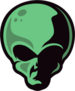 Wide Green Alien Cranium Sticker