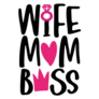 Wife Mom Boss Hand Drawn Calligraphy Sticker