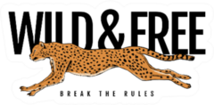 Wild And Free Text With Cheetah Running Sticker