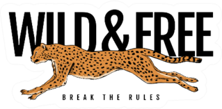 Wild And Free Text With Cheetah Running Sticker