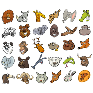 Wild Animals Head Sticker Set