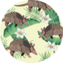 Wild Armadillos With Tropical Foliage Illustration Sticker