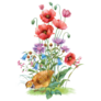 Wild Flowers Poppy And Partridge Sticker