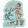 Wild & Free Cowgirl Western On Blue Sticker