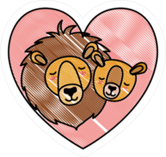 Wild Lion Couple In Heart Sticker